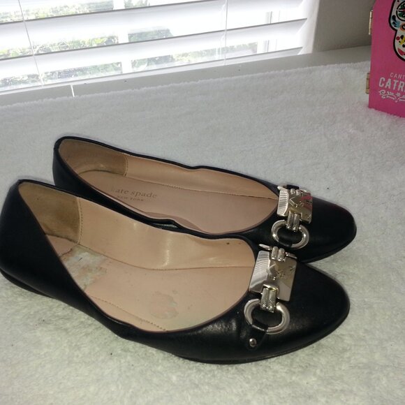 Black Worn Kate Spade Ballet Flats Womens - Picture 3 of 9